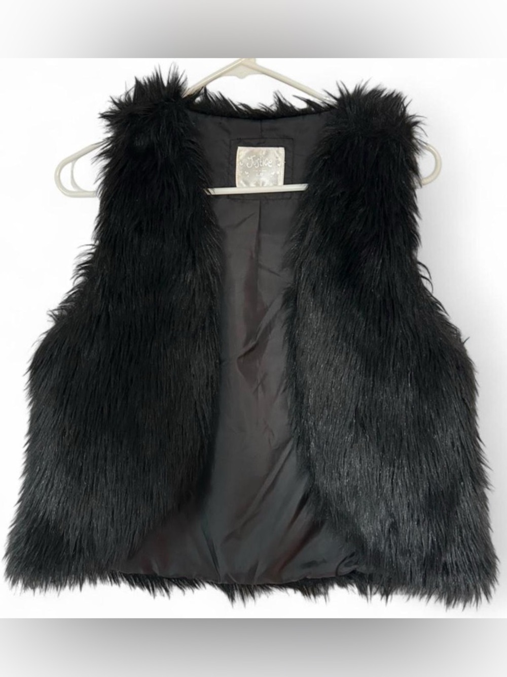 Justice Black Faux Fur Sleeveless Vest